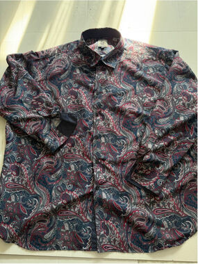 Kilburne Finch long-sleeve button-down or casual shirt with intricate paisley 3X